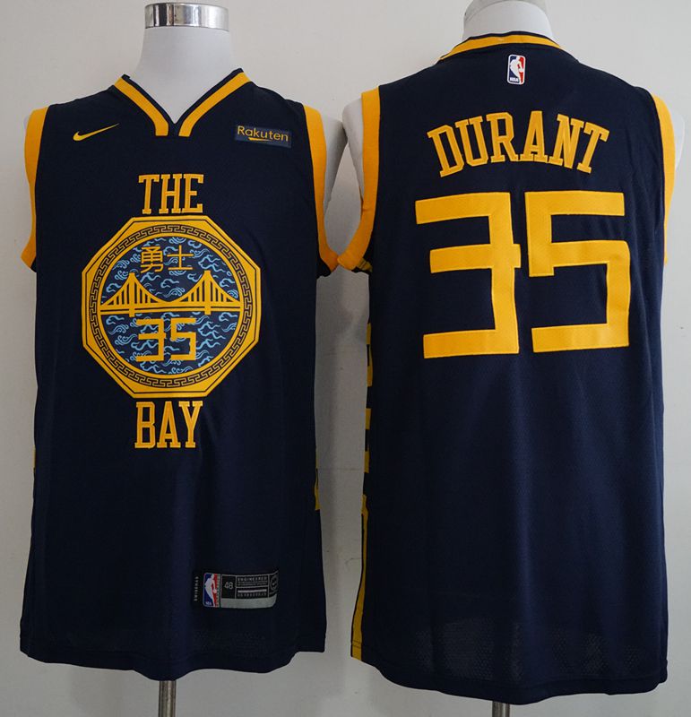 Men Golden State Warriors 35 Durant Blue City Edition Nike Game NBA Jerseys